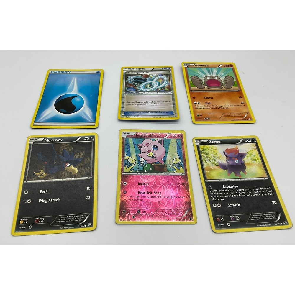 Pokemon Card Lot 6pc Jigglypuff Holo Murkrow Zorua Geodude Trainer Energy